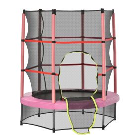 Î¦5FT Kids Trampoline with Enclosure Net for Age 3 to 6 Years Pink