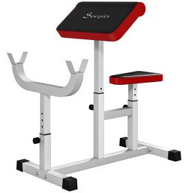 265 LBS Preacher Curl Bench for Strength Training, Adjustable Seated Arm Isolated Barbell Dumbbell Bicep Station, White