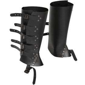 Medieval Renaissance Knight PU Leather Punk Leggings Boots Shoe Cover (Option: Black)