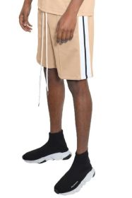 Side Stripe Tape Shorts (Color: SAND, size: 2XL)