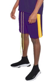 Short Sleeve Striped Tape Tshirt (Color: DARK PURPLE, size: XL)