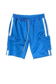 Two Stripe Cargo Pouch Shorts (Color: AQUA WHITE, size: 2XL)