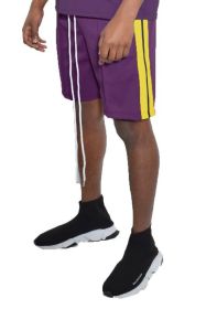 Side Stripe Tape Shorts (Color: DARK PURPLE, size: L)
