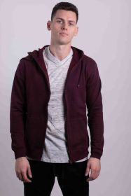 FLEECE ZIPPER HOODIE (Color: Burgundy, size: L)
