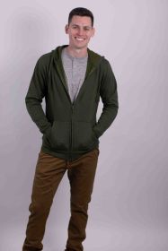 FLEECE ZIPPER HOODIE (Color: OLIVE, size: XXL)