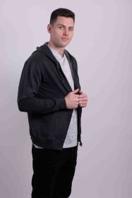 FLEECE ZIPPER HOODIE (Color: Charcoal, size: XXL)