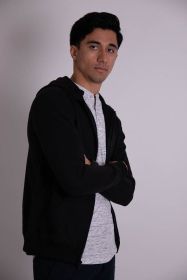 FLEECE ZIPPER HOODIE (Color: Black, size: L)