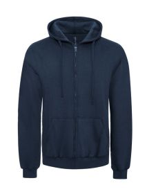 FLEECE ZIPPER HOODIE (Color: NAVY, size: L)