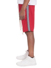 Weiv Mens Checkered Stripe Track Shorts (Color: Red, size: 2XL)