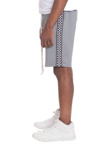 Weiv Mens Checkered Stripe Track Shorts (Color: Grey, size: M)